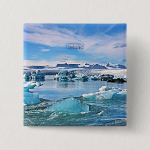 IJsland landschapsfoto Vierkante Button 5,1 Cm