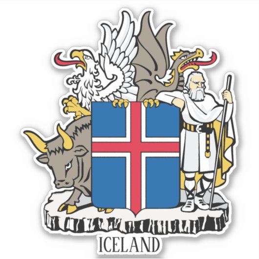 IJsland Nationale Wapenmunt Sticker (Voorkant)