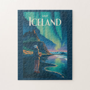 IJsland Noorderlicht Illustratie Reis Kunst Vi Legpuzzel
