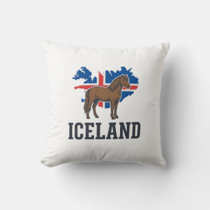 IJsland Paard Vintage Vlag Vector Shirt Ontwerp_1 Kussen