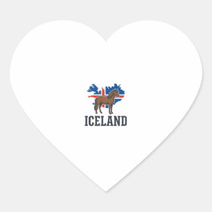 IJsland Paard Vintage Vlag Vector T-shirt Ontwerp_ Hart Sticker