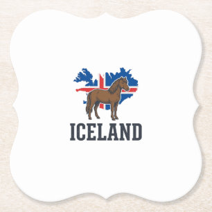 IJsland Paard Vintage Vlag Vector T-shirt Ontwerp_ Kartonnen Onderzetters