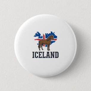 IJsland Paard Vintage Vlag Vector T-shirt Ontwerp_ Ronde Button 5,7 Cm