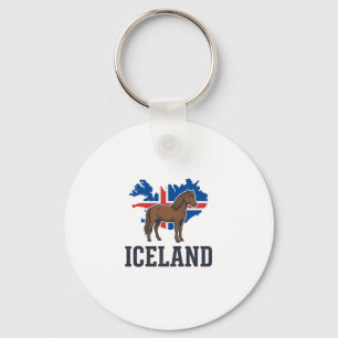 IJsland Paard Vintage Vlag Vector T-shirt Ontwerp_ Sleutelhanger