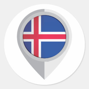 IJsland Pin Locatie Vlag Ronde Sticker