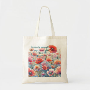IJsland Poppies & Quote Tote Bag