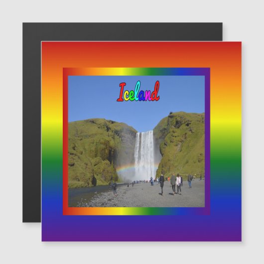 IJsland Rainbow Waterfall Magnet (Voorkant / Achterkant)