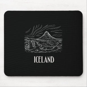 IJsland Retro Kunst Wandelen Aurora Borealis Souve Muismat