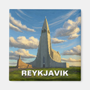 IJsland Reykavik Kerk van Hallgrimur Reizen Magneet