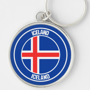 IJsland Rond Embleem Sleutelhanger