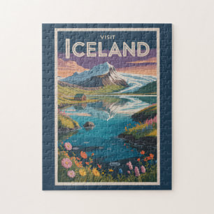 IJsland Schilderachtige Illustratie Reis Kunst Vin Legpuzzel