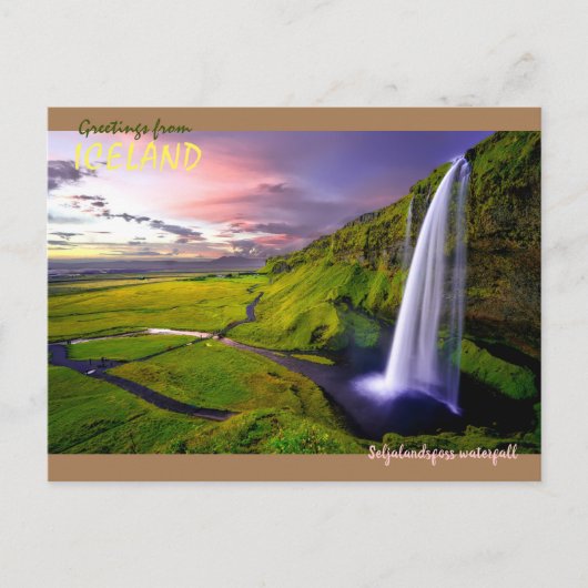 IJsland- Seljalandsfoss waterval  Briefkaart (Voorkant)