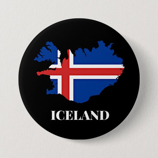 IJsland Silhouet, vlag, Ronde Button 7,6 Cm (Voorkant)