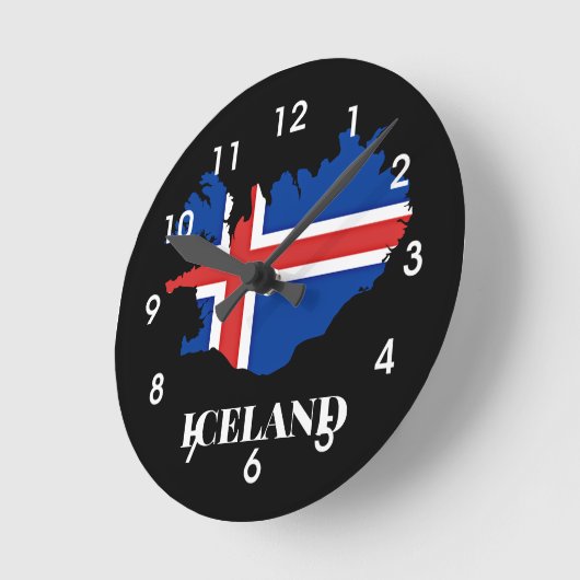 IJsland Silhouet, vlag, Ronde Klok (Hoek)
