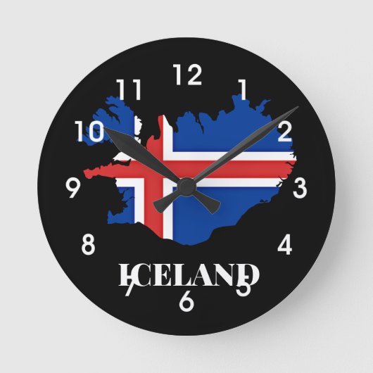 IJsland Silhouet, vlag, Ronde Klok (Voorkant)