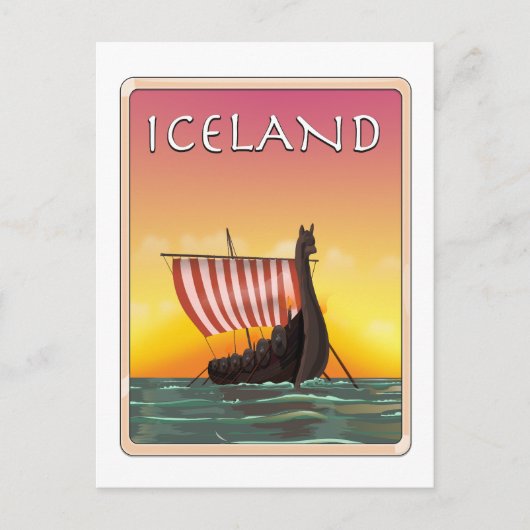 IJsland Viking Reisposter Briefkaart (Voorkant)