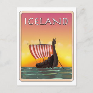 IJsland Viking Reisposter Feestdagenkaart