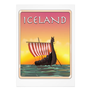 IJsland Viking Reisposter Foto Afdruk