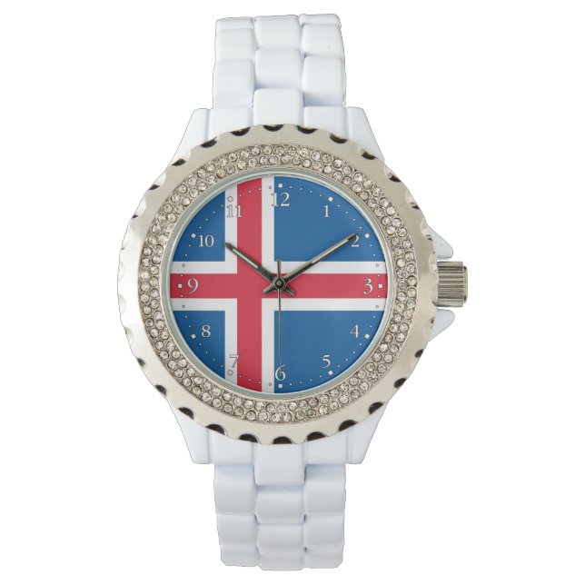 IJsland Vlag Horloge (Voorkant)