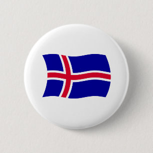 IJsland Vlag Knop Ronde Button 5,7 Cm