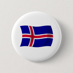 IJsland Vlag Knop Ronde Button 5,7 Cm