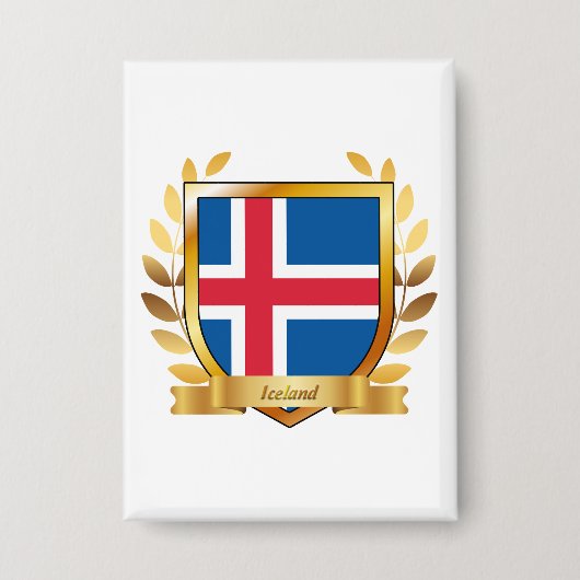 IJsland Vlag Schild Button (Voorkant)