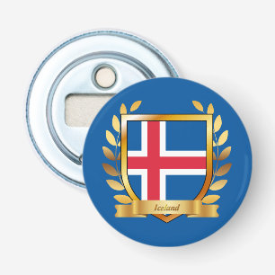 IJsland Vlag Schild Button Flesopener