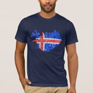 IJsland Vlagkleur Kaart T-shirt