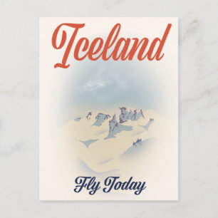 IJsland "Vlieg Vandaag" vintage reisposter Briefkaart