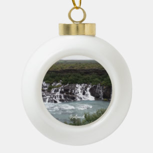 IJsland waterval - Keramisch balplein Keramische Bal Ornament