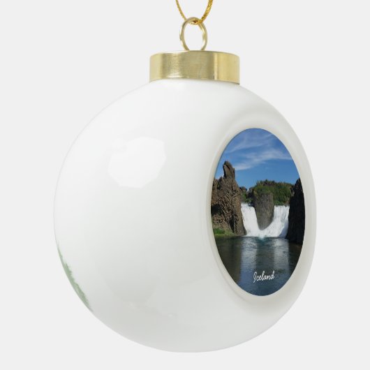 IJsland waterval - Keramische Bal Ornament (Links)