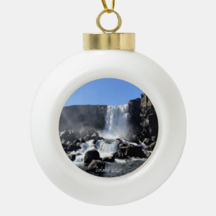 IJsland waterval - Keramische versiering Bal Ornament