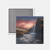 IJsland waterval landschap Magneet (Voorkant / Achterkant)