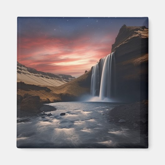 IJsland waterval landschap Magneet (Voorkant)