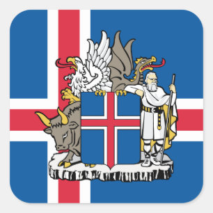 IJslander Vlag & Wapen, Vlag van IJsland Vierkante Sticker