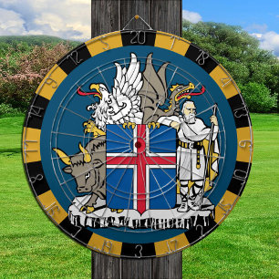 IJslands dartboard en vlagdonker/spelraad Dartbord