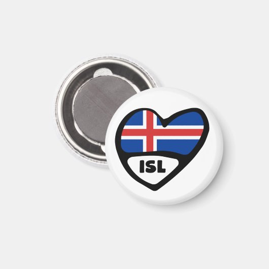 IJslands landencode vlaggenhart, ISL Magneet (Voorkant / Achterkant)