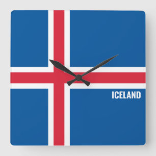 IJslands nationaal vlaggenpatriottisch Vierkante Klok