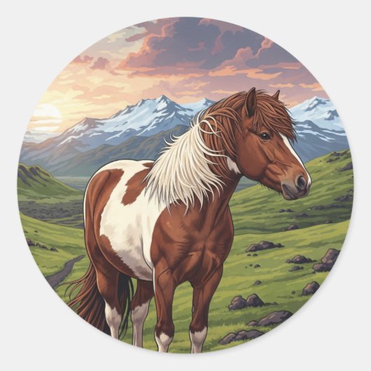 IJslands paard op IJsland Ronde Sticker (Voorkant)