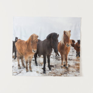 IJslands Paard Tijdens Winter IJsland Wandkleed
