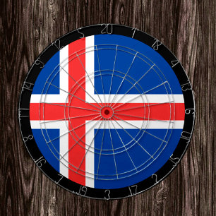 IJslands vlaggendartboard en darts/spelboard Dartbord