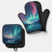 IJslandse Aurora Ovenwant & Pannenlap Set (Voorkant / Achterkant)