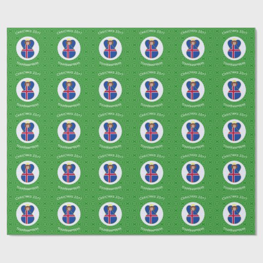 IJslandse engel kerstvlag gepersonaliseerd Cadeaupapier (Vlak)