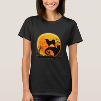 IJslandse hond Dog en maan Funny Halloween Co T-shirt