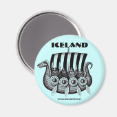 IJslandse magneet met vikings in drekar pen inkt k (Voorkant / Achterkant)