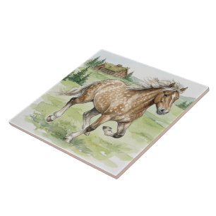IJslandse paard Stjarna galopperend in weide Tegeltje