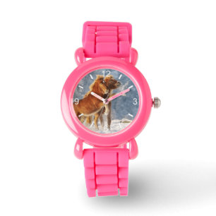 IJslandse paardenfokkerij op sneeuwfoto Horloge