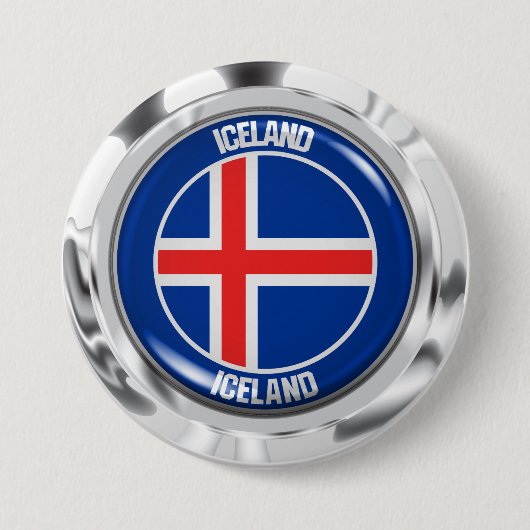 IJslandse Ronde Emblem Button 7,6 Cm (Voorkant)