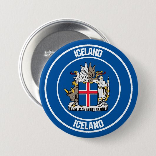 IJslandse Ronde Emblem Ronde Button 7,6 Cm (Voorkant /achterkant)