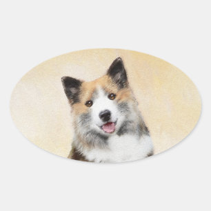 IJslandse scharnierschildering - Oorspronkelijke h Ovale Sticker